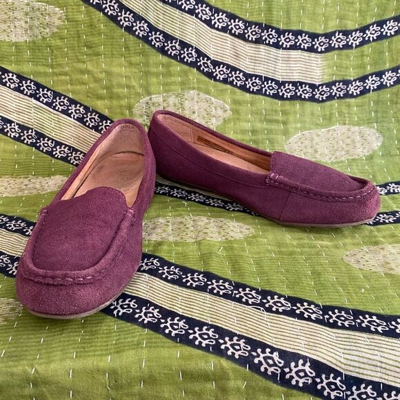 Vionic Shoes - Vionic Purple Plum Debbie Casual Slip-On Suede Driving Flats Moccasins Size 8